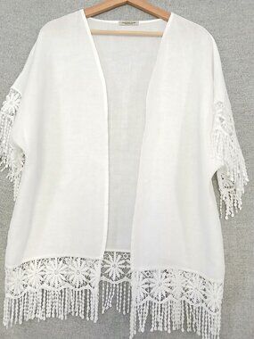 Valentina Naldi White Linen Tunic One Size Made in Italy